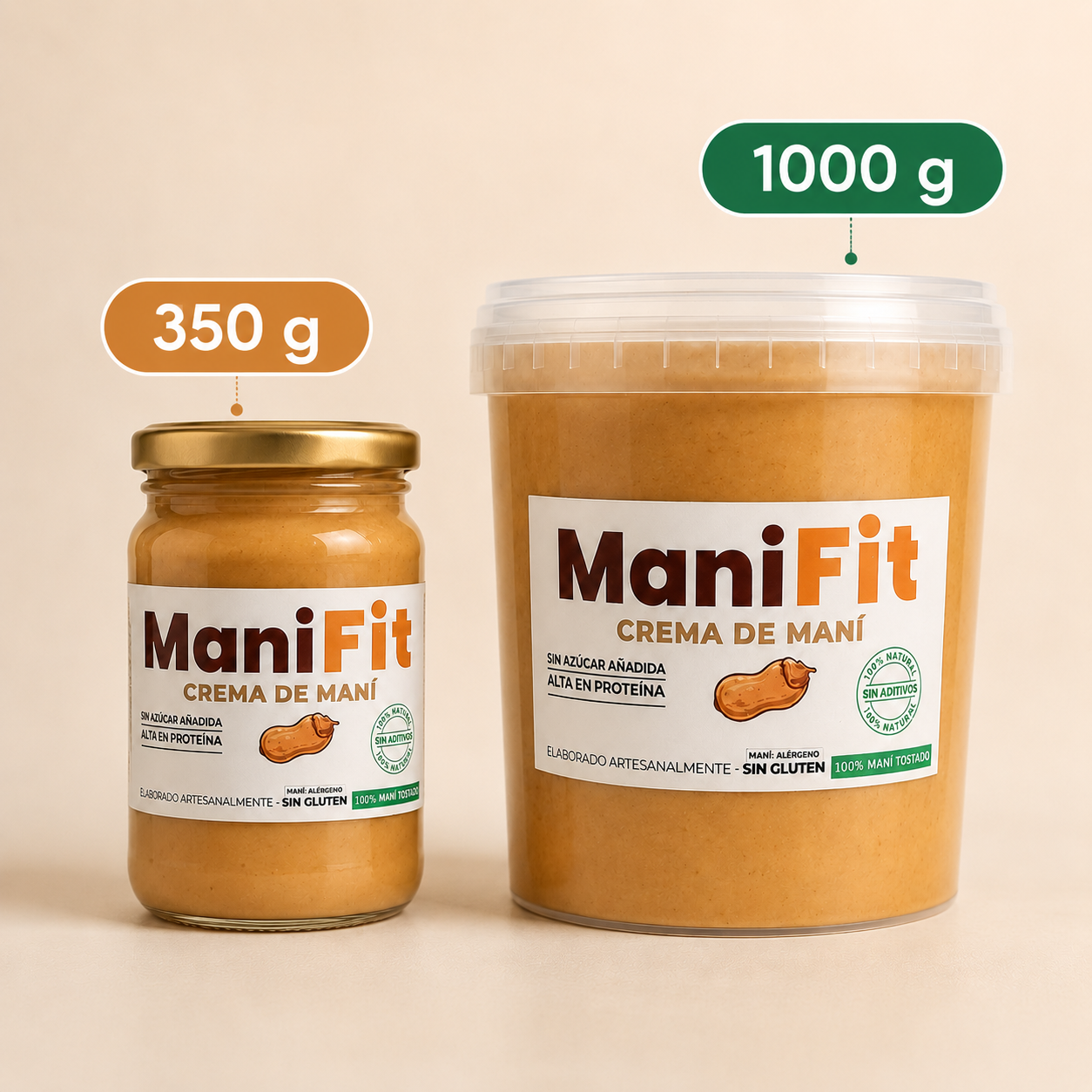 Dos tamaños para elegir ManiFit 350 g y 1000 g